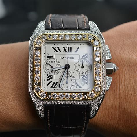 cartier santos xl diamond watch